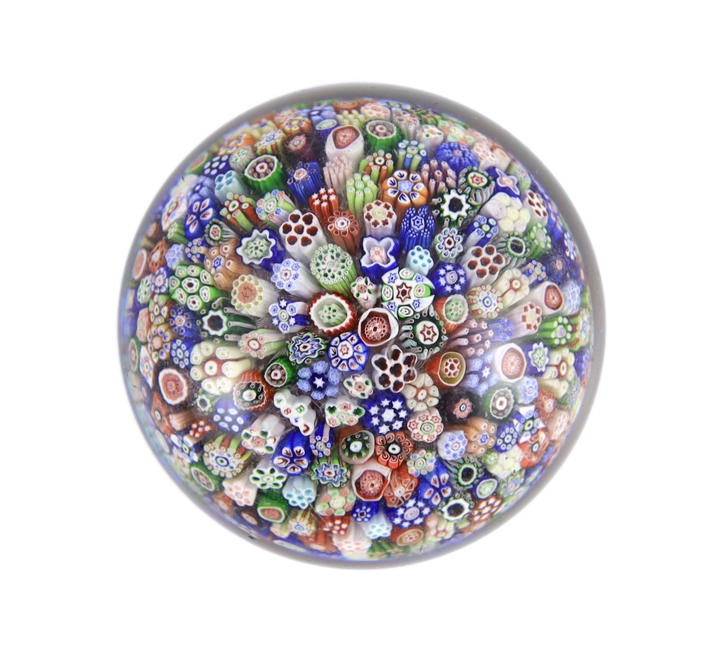 A Baccarat millefiori glass paperweight, dated 1847, 7.5cm diameter